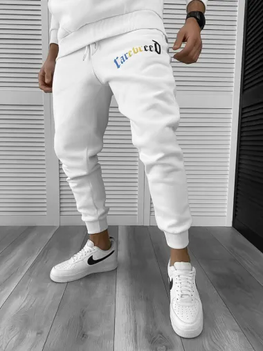 Trening barbati slim fit alb Pantaloni + Hanorac k173 X10